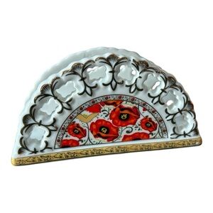 NEW Poppy Themed Napkin Holder Fine China Kosenberg Germany